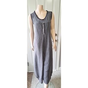 Crea Gray Sleeveless Maxi Dress with Zipper Detail